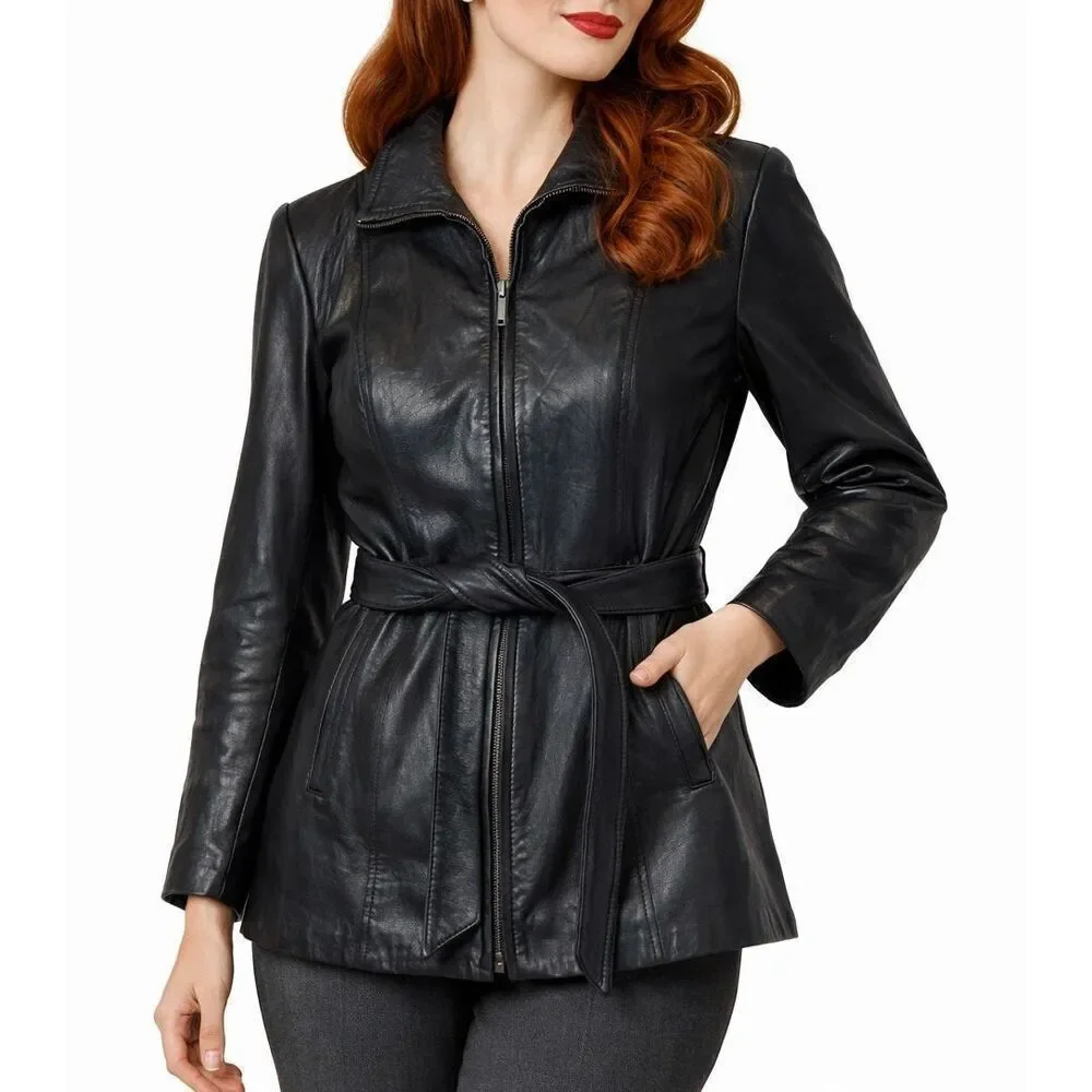 Nine West Vintage 100% genuine leather zip front jacket M